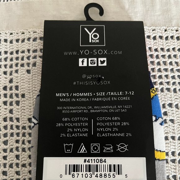 NEW with tags YoSox grey, red, navy, white & yellow socks men’s size 7-12 rare - Picture 7 of 9
